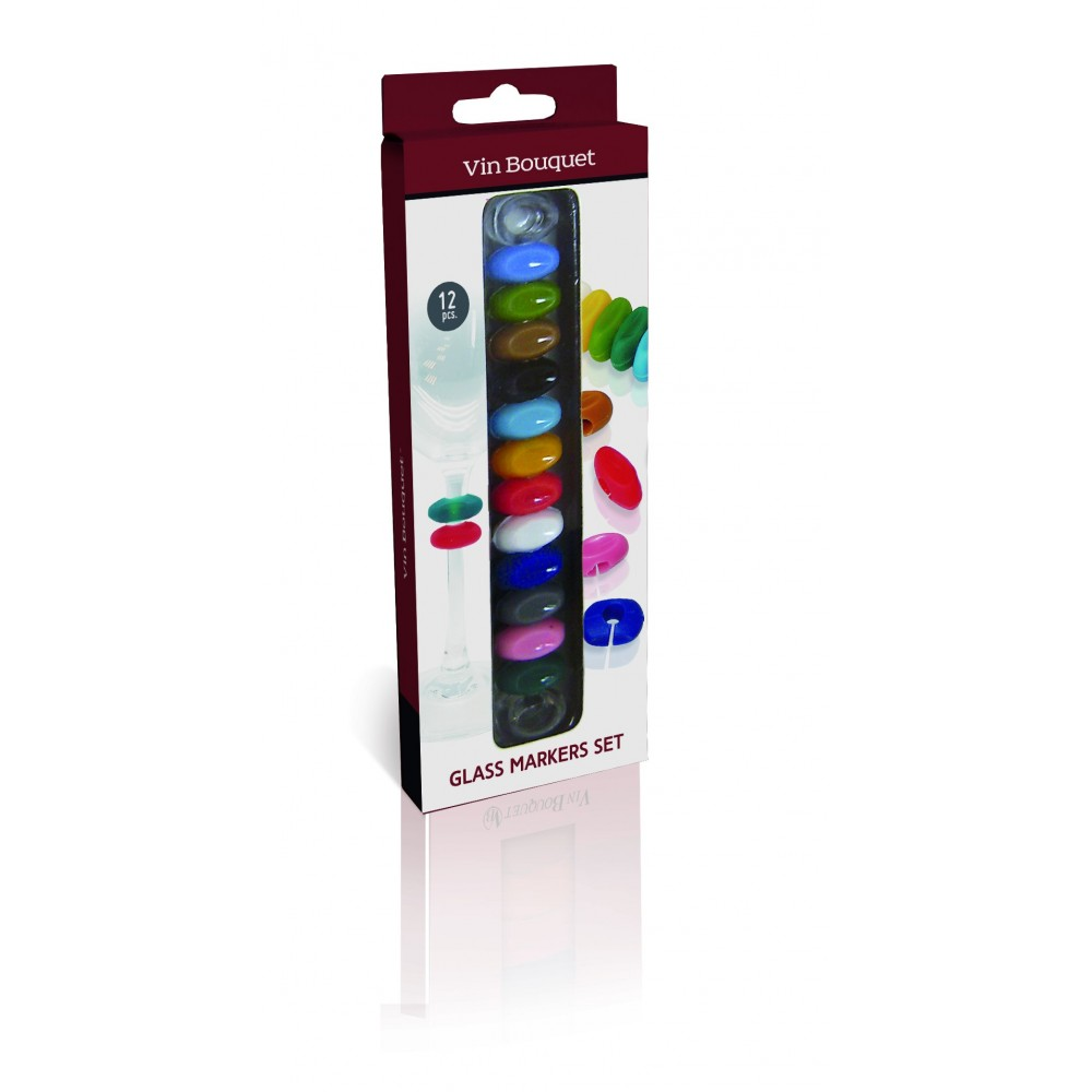 Marqueurs de verre multicolores x12 | Vin Bouquet