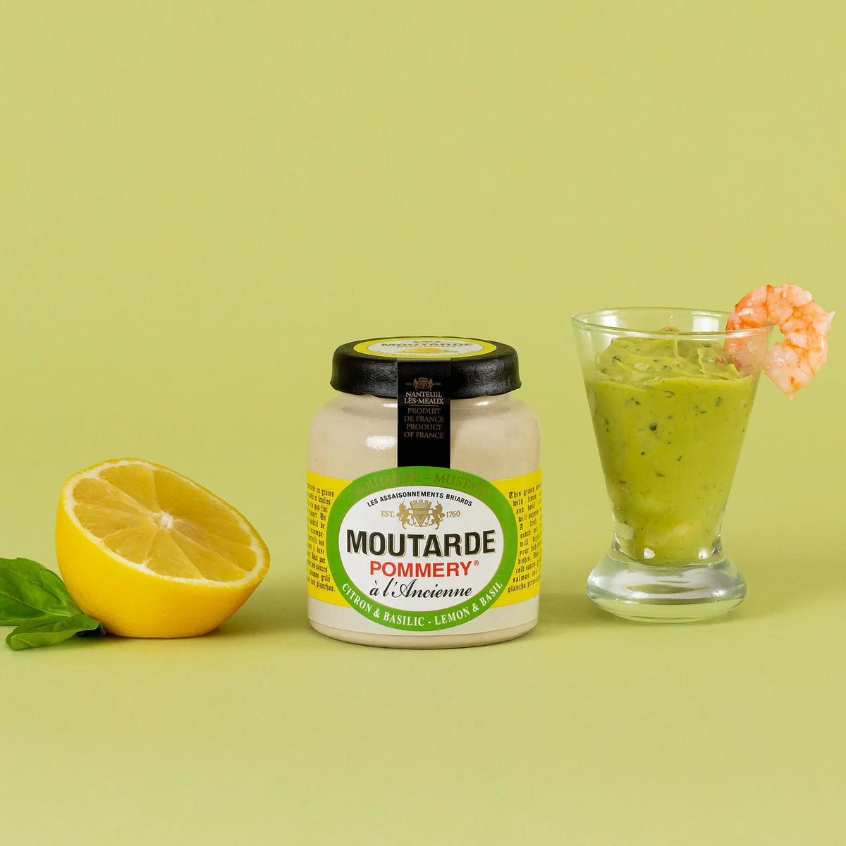 Moutarde au basilic en pot de grès | Moutarde de Meaux
