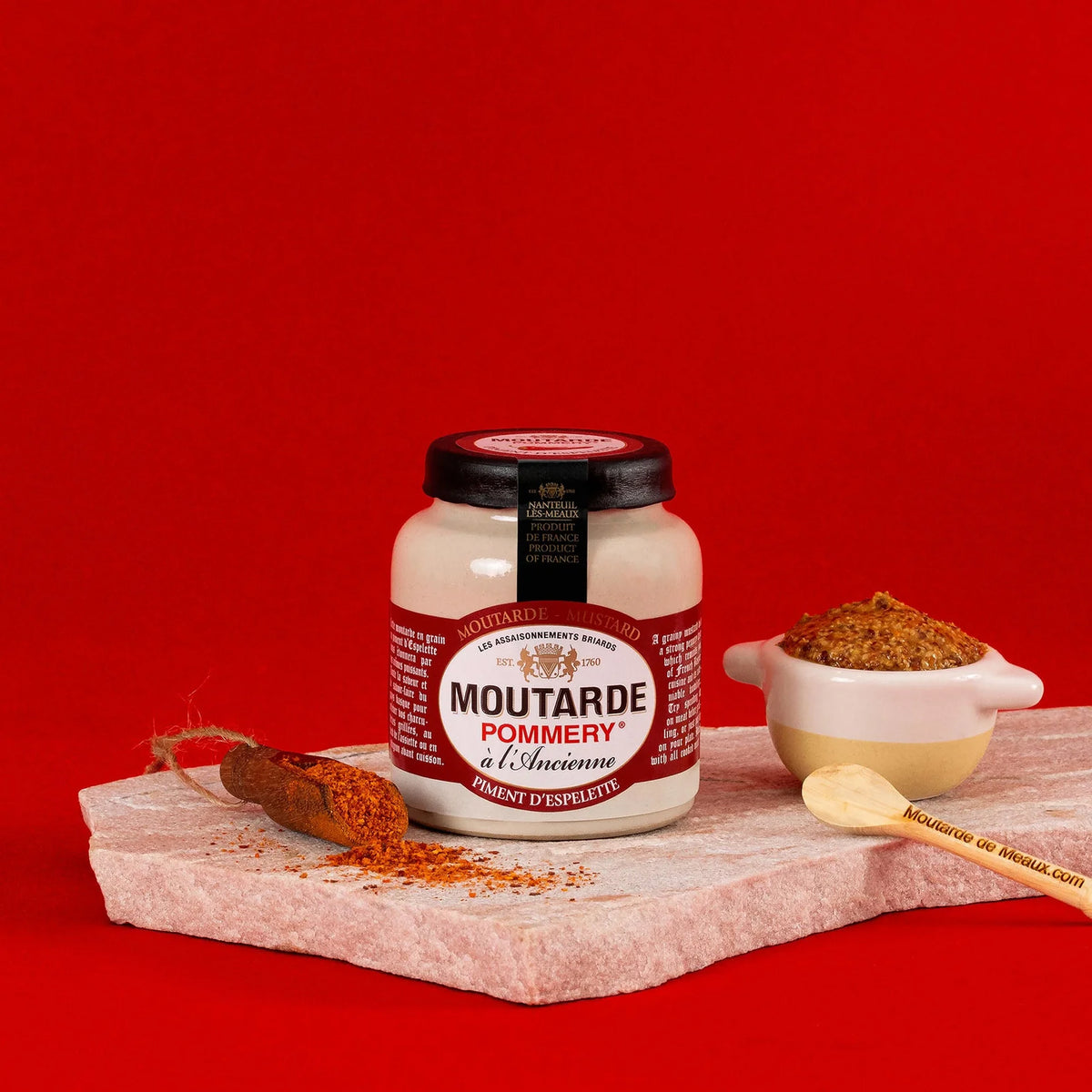 Moutarde au piment d'Espelette en grès | Moutarde de Meaux