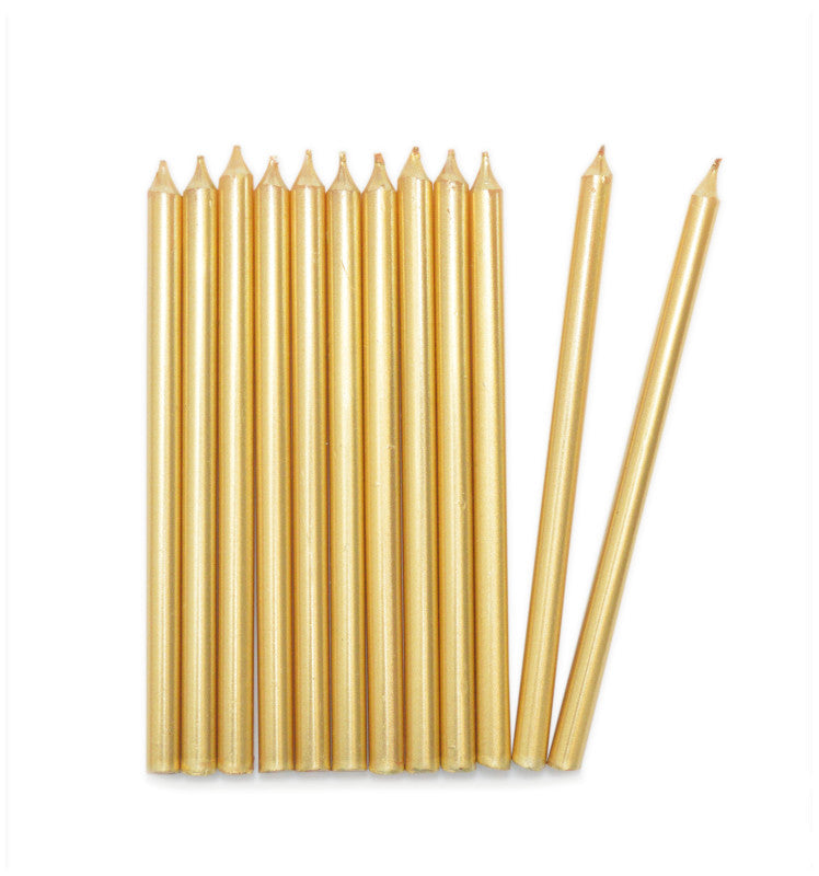12 bougies longues dorées 12cm | Scrapcooking