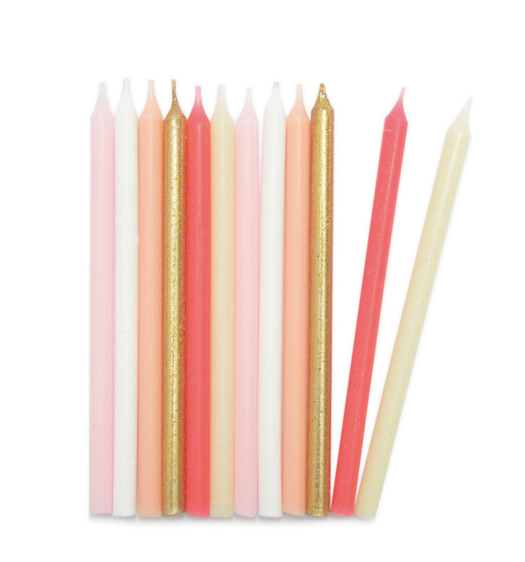 12 bougies longues rose & or 12cm | Scrapcooking