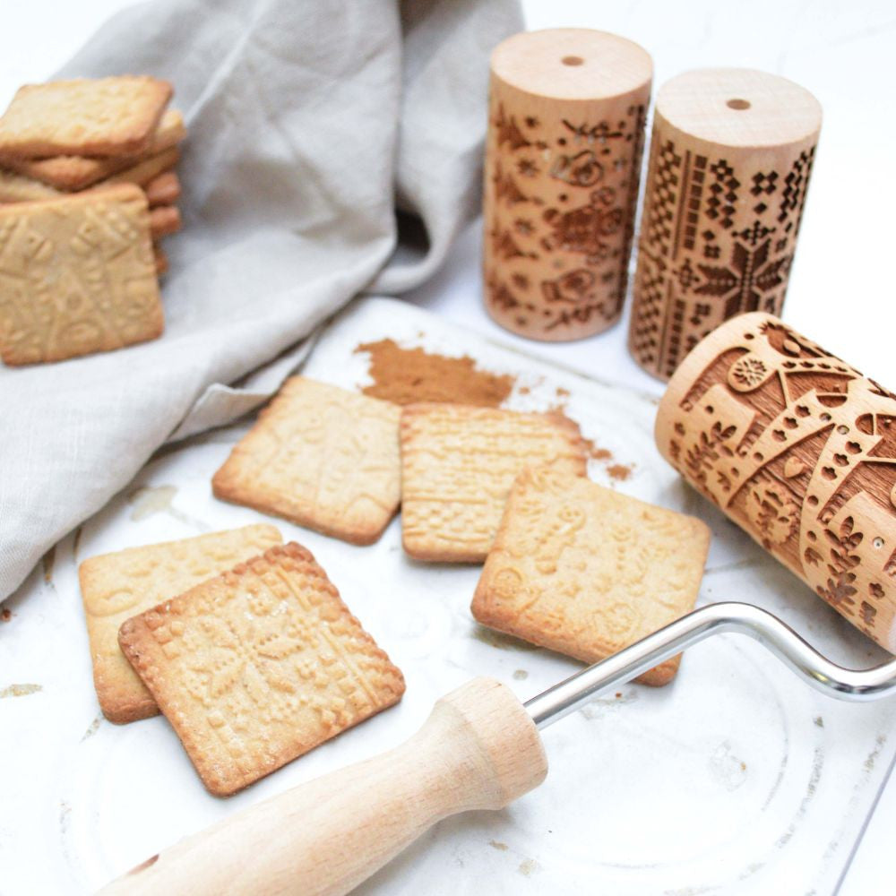 Set 3 mini rouleaux à pâtisserie gravés bois | Scrapcooking