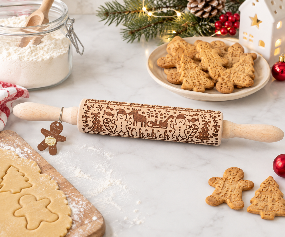 Rouleau à pâtisserie gravé Gingerman 39 cm | Scrapcooking