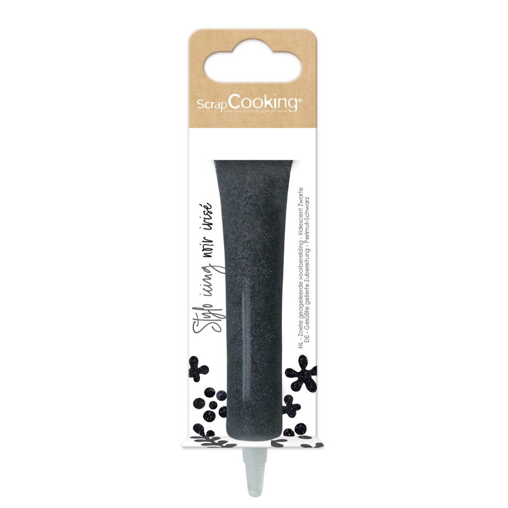 Stylo de glaçage noir irisé pour gâteau | Scrapcooking