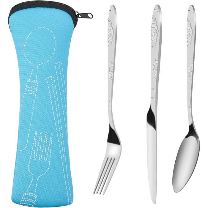 Set 3 Couverts de Voyage Inox Pochette Coton Bio | N2J