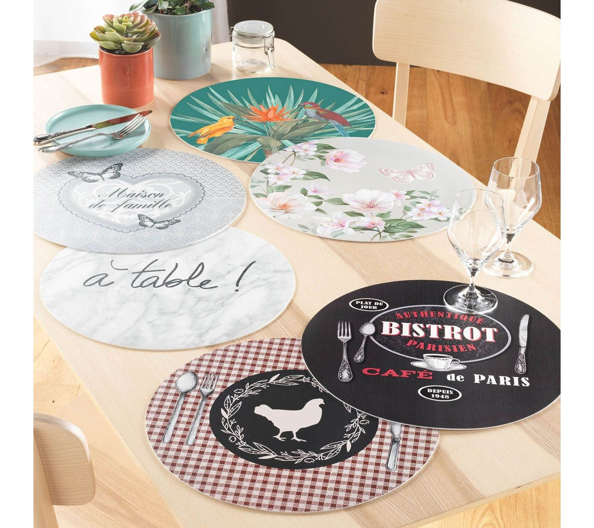 Set de table 4 pièces noir/crème 46x33cm | BITZ