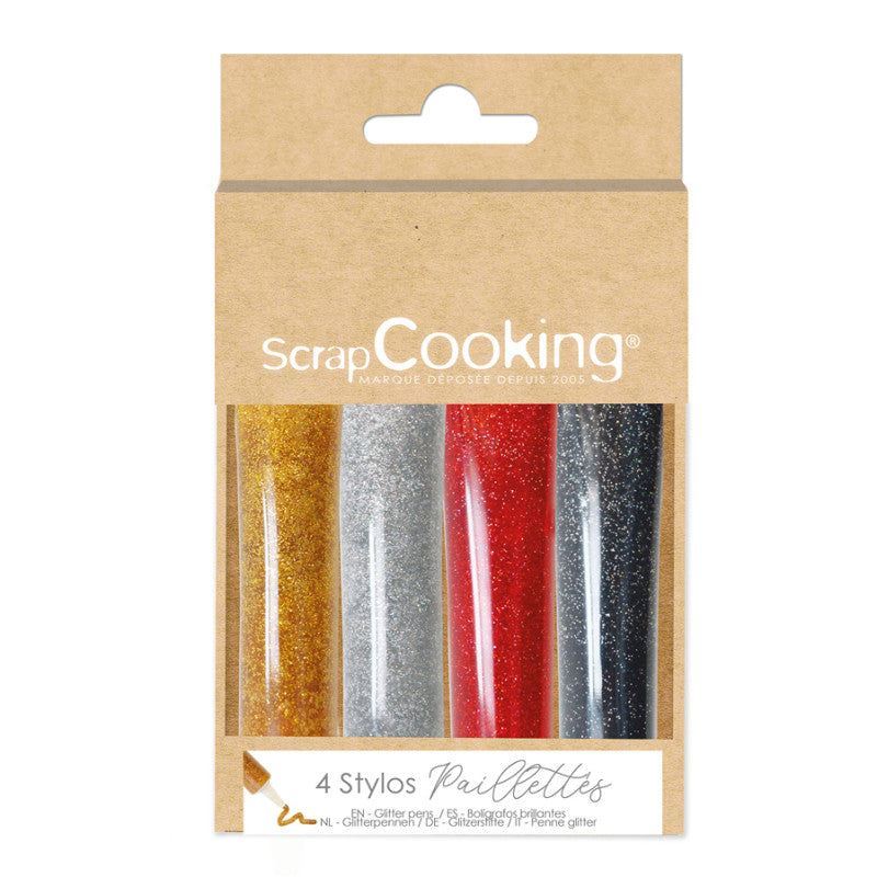 Lot de 4 stylos de glaçage pailleté | ScrapCooking