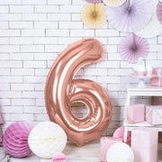 Ballon chiffre 6 Or Rose 86cm | Party