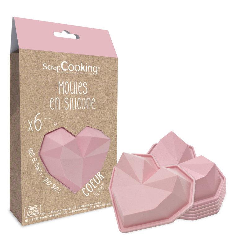 6 moules silicone cœurs diamant | Scrapcooking