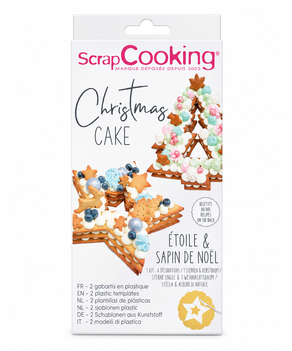 Kit 2 gabarits pâtissiers Christmas Cake | Scrapcooking