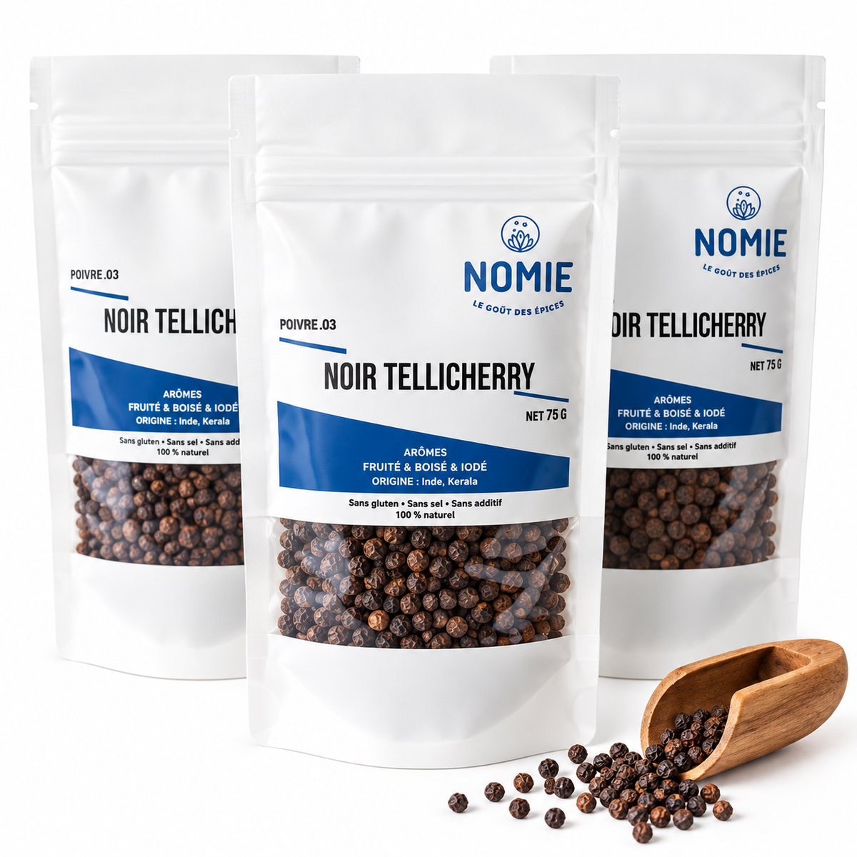 Poivre noir de Tellicherry bio 75g | Nomie