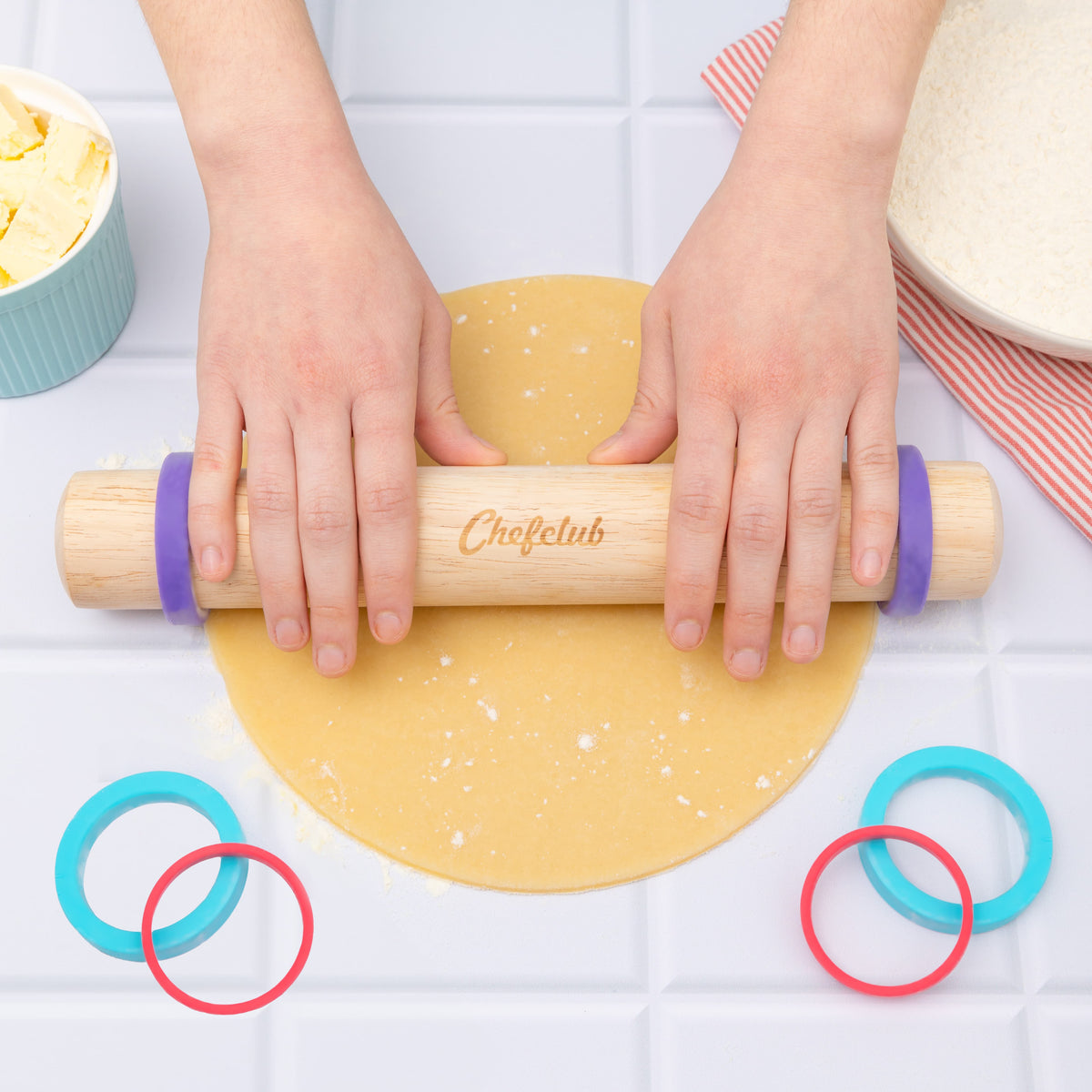 Rouleau à pâtisserie avec anneaux | Chefclub