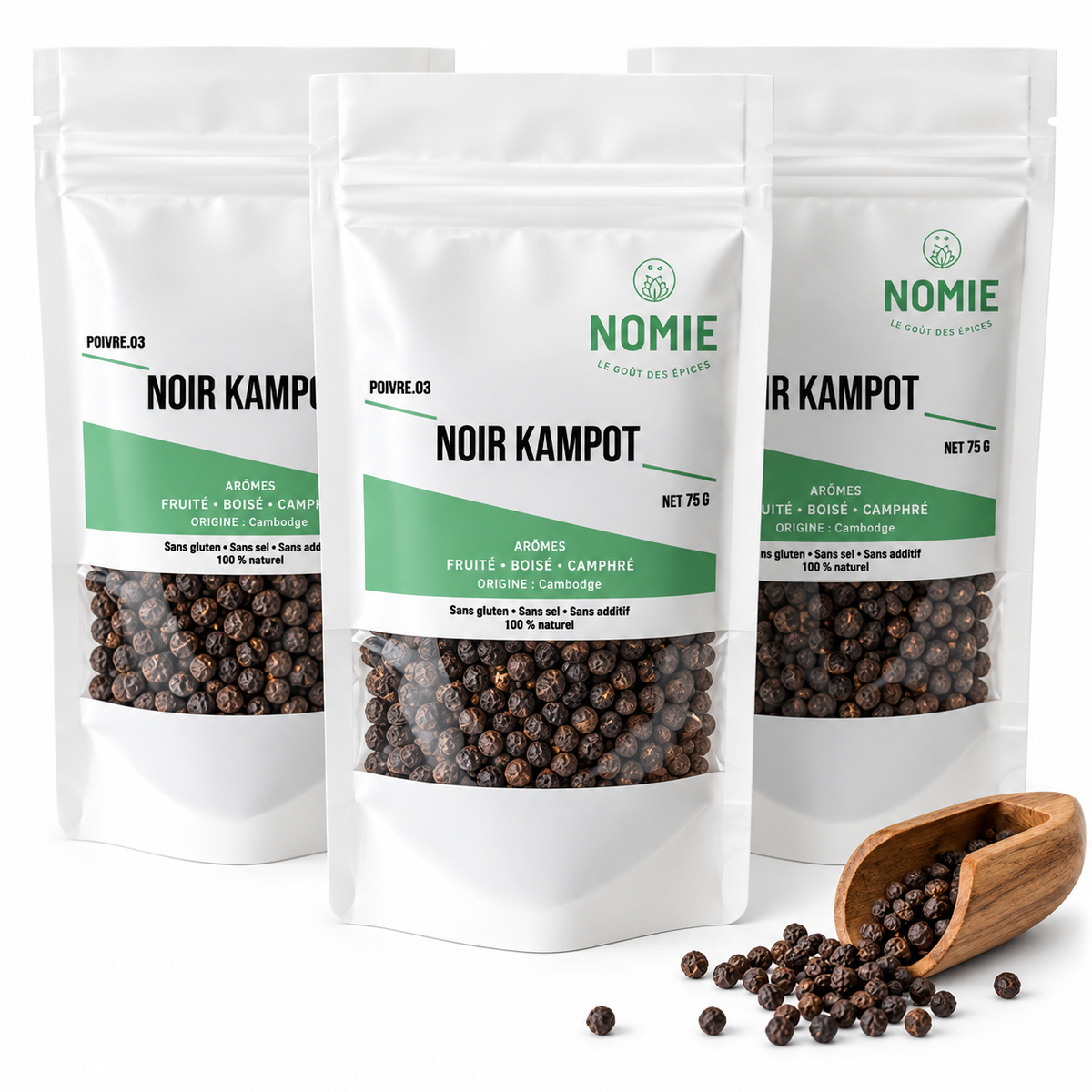 Poivre noir de Kampot bio 75g | Nomie