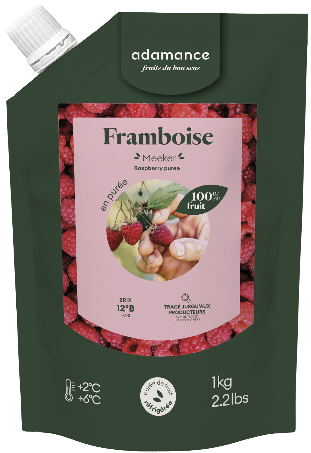 Purée de framboise 1kg | Adamance