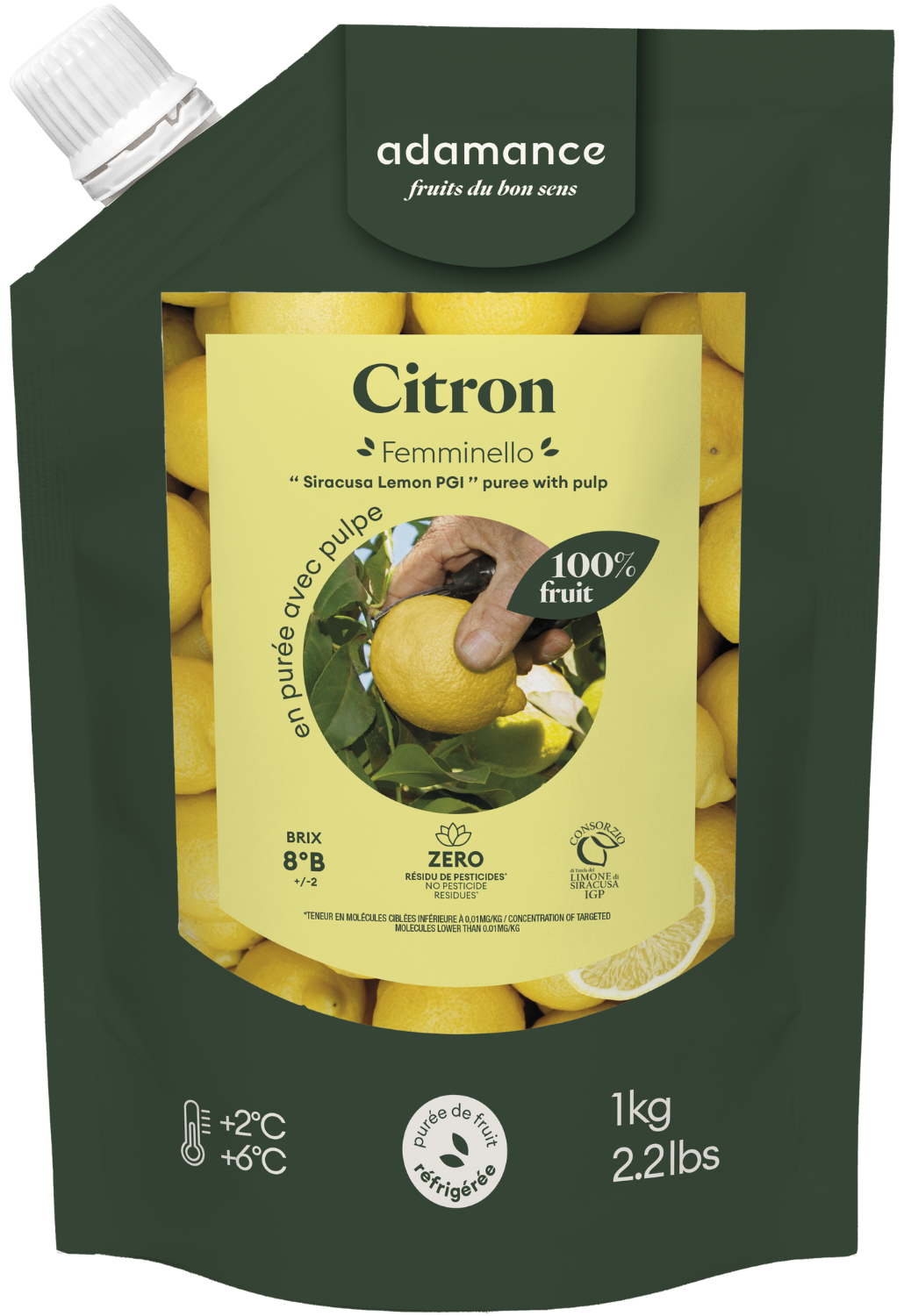Purée de citron jaune 1kg | Adamance