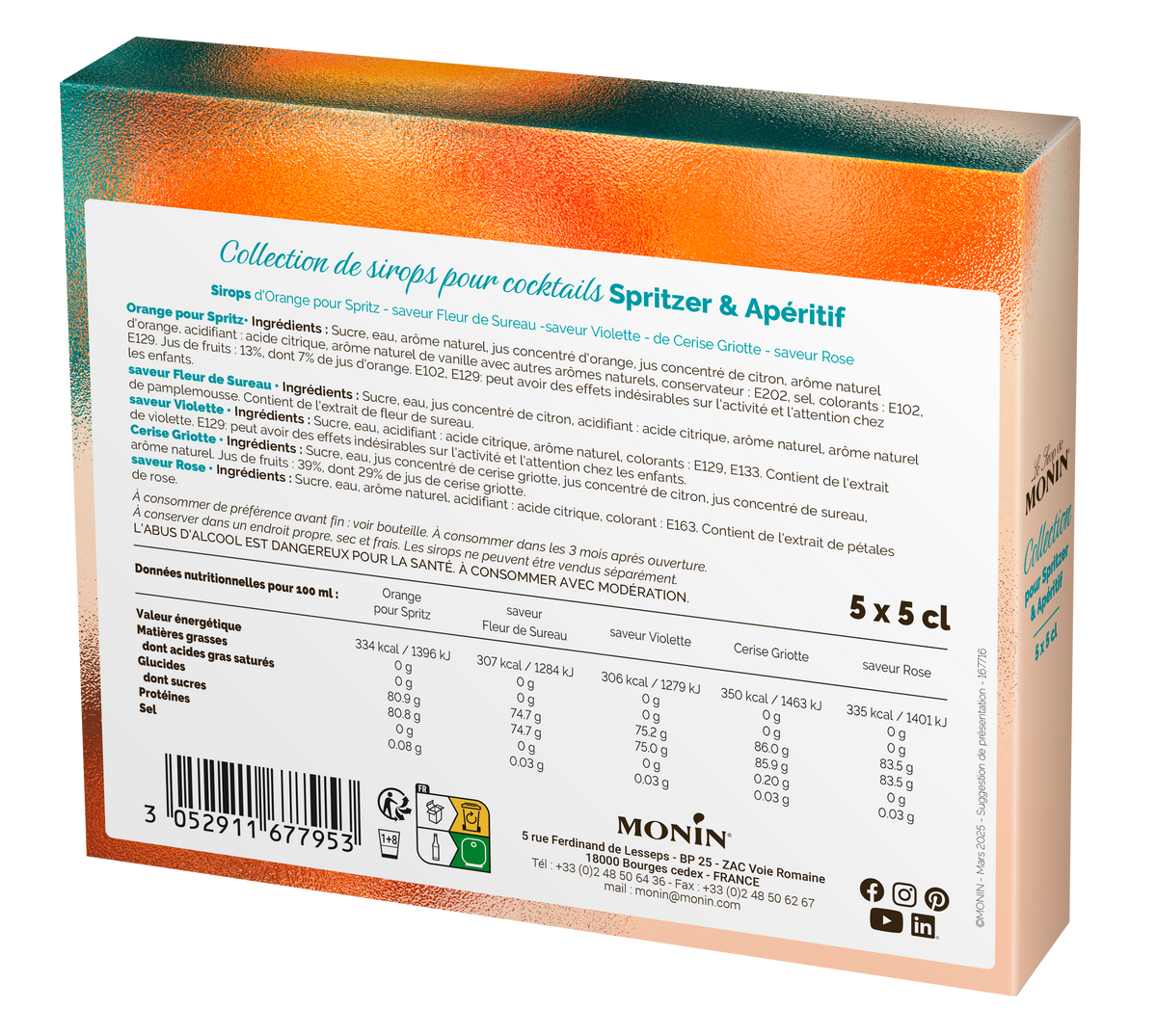 Coffret Sirops Spritzer & Apéritif 5x5cl | Monin - vue 2