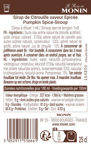 Sirop Citrouille Épicée 70cl | Monin - vue 2