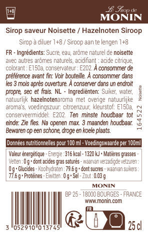 Sirop saveur noisette 25cl | Monin - vue 2