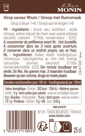 Sirop saveur rhum 25cl | Monin - vue 2
