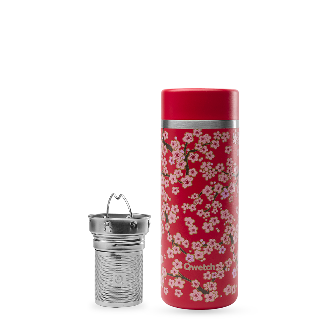 Théière nomade isotherme Flowers rouge 400 ml | QWETCH