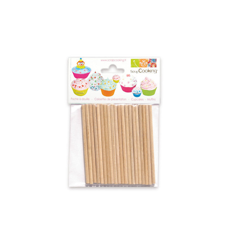 Bâtonnets pour sucettes en hêtre x20 | Scrapcooking