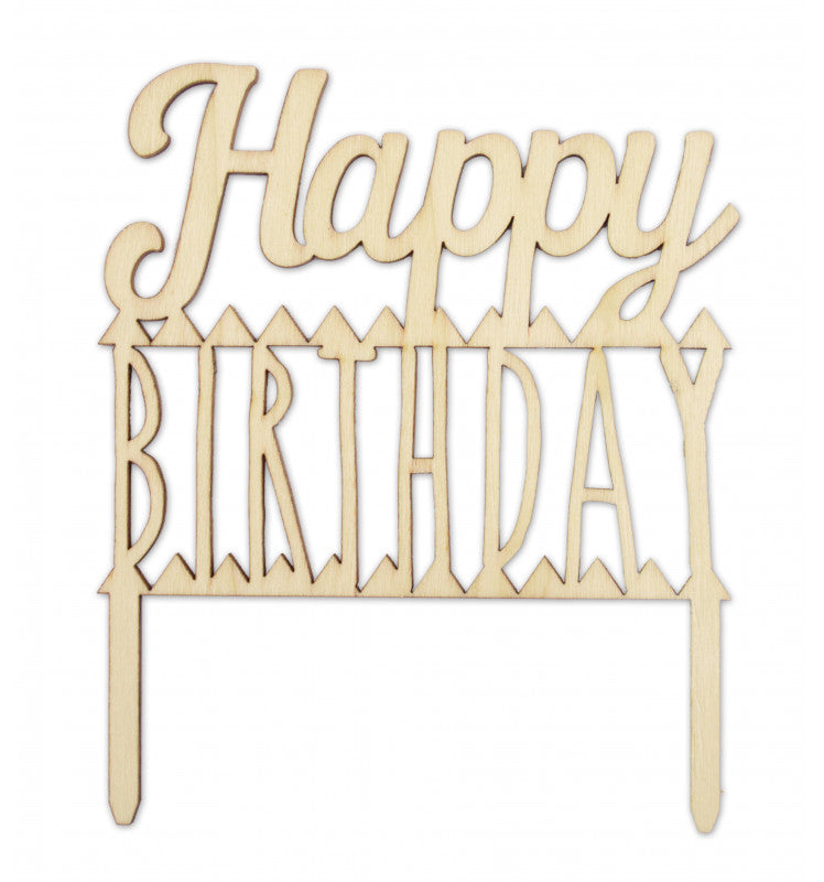Cake topper en bois Happy Birthday | Scrapcooking - Vue 1