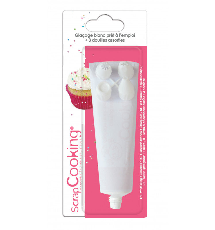 Stylo de glaçage blanc avec 3 douilles | Scrapcooking