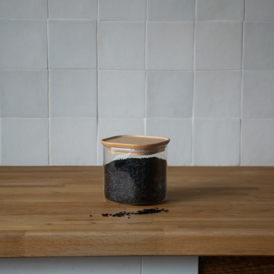 Boîte carrée en verre et bambou 0,8 L | Bracconi