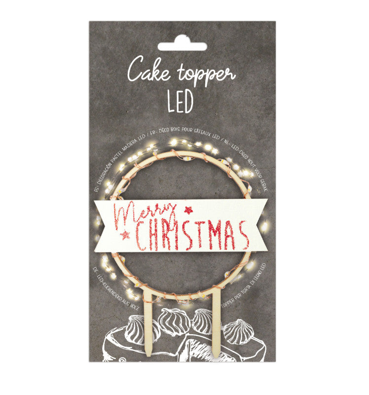 Cake topper lumineux LED Merry Christmas | SCRAPCOOKING