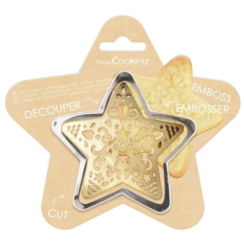 Découpoir et embosseur bois Étoile | Scrapcooking