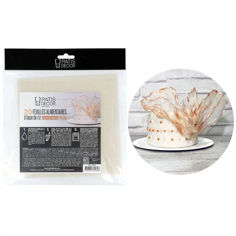 Lot de 20 feuilles de riz comestibles | PATISDECOR