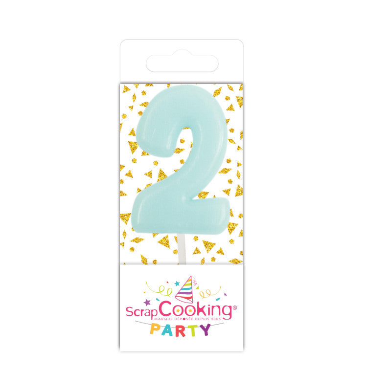 Mini bougie d'anniversaire chiffre 2 classique | Scrapcooking
