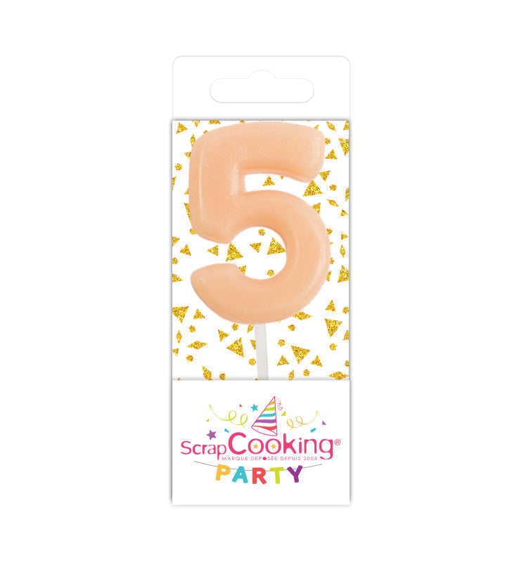 Mini bougie d'anniversaire chiffre 5 classique | Scrapcooking