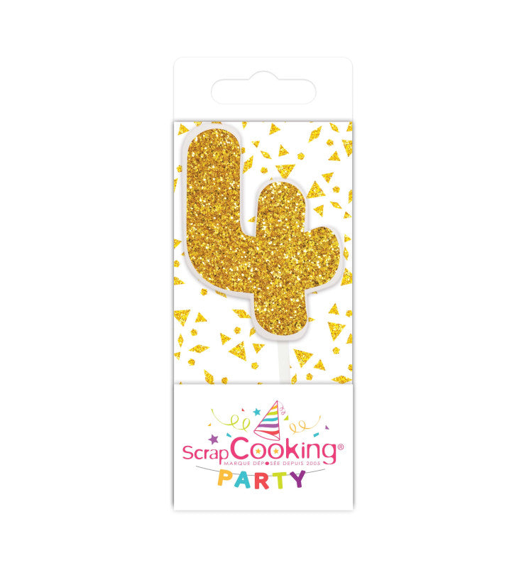 Mini bougie d'anniversaire chiffre 4 dorée | Scrapcooking