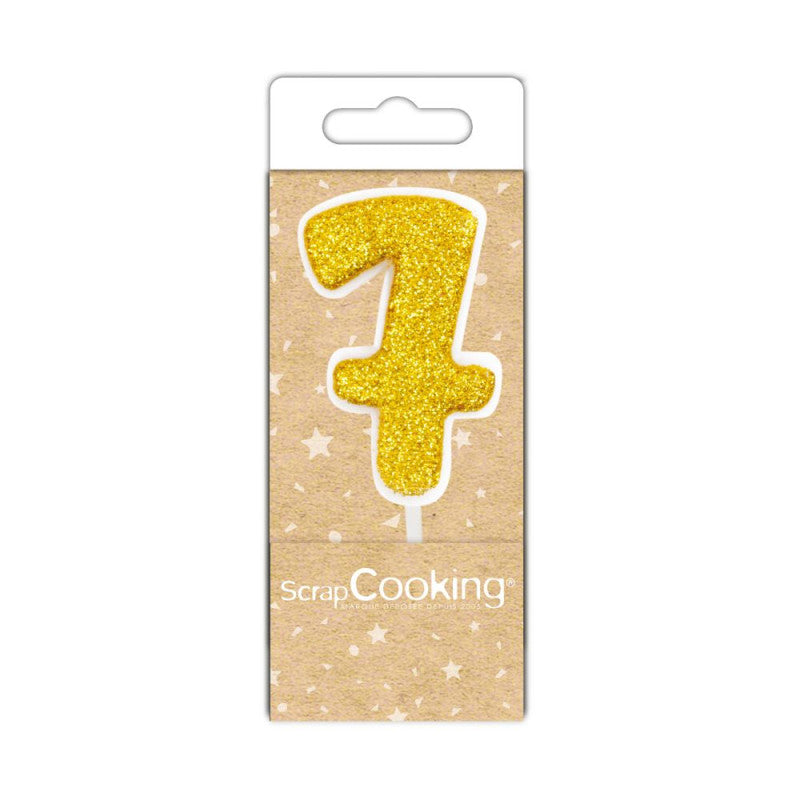 Mini bougie d'anniversaire chiffre 7 dorée | Scrapcooking