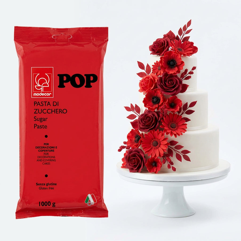 Pâte à sucre Pop rouge feu 1kg | Modecor