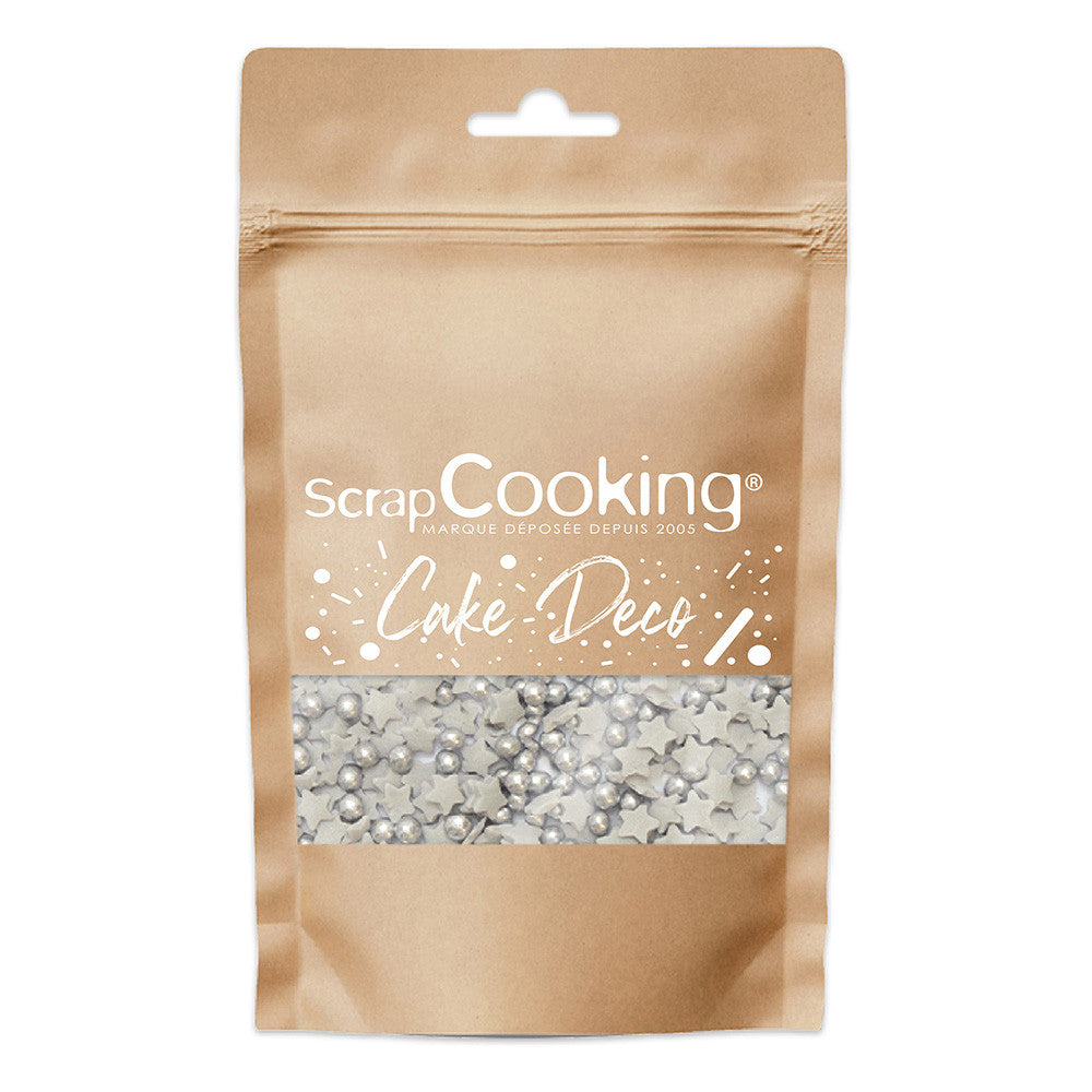 Décors sucrés étoiles et perles argent | Scrapcooking