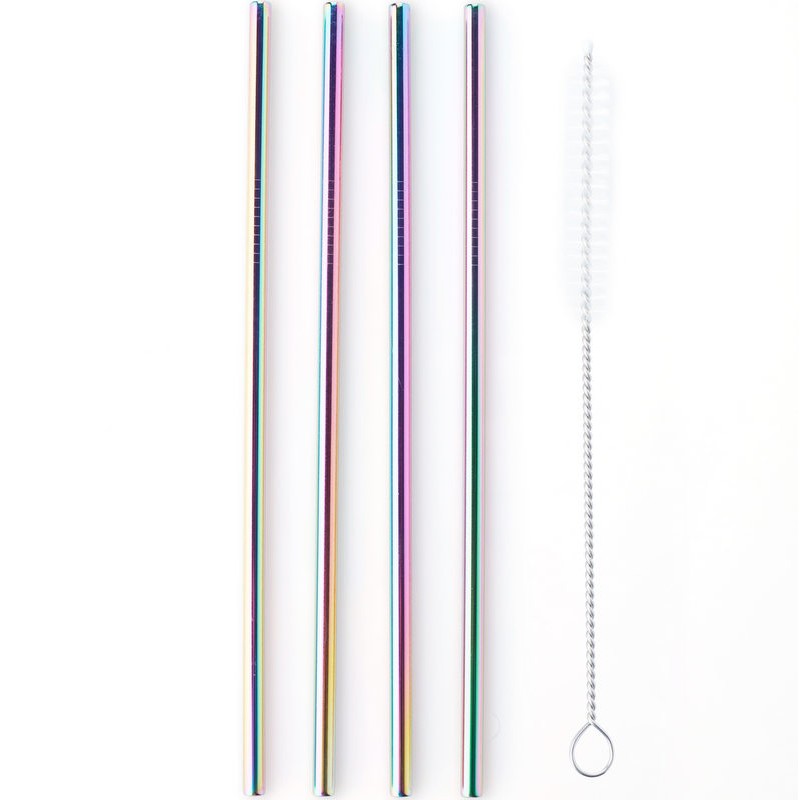 Set 4 pailles inox arc-en-ciel + goupillon | Point Virgule