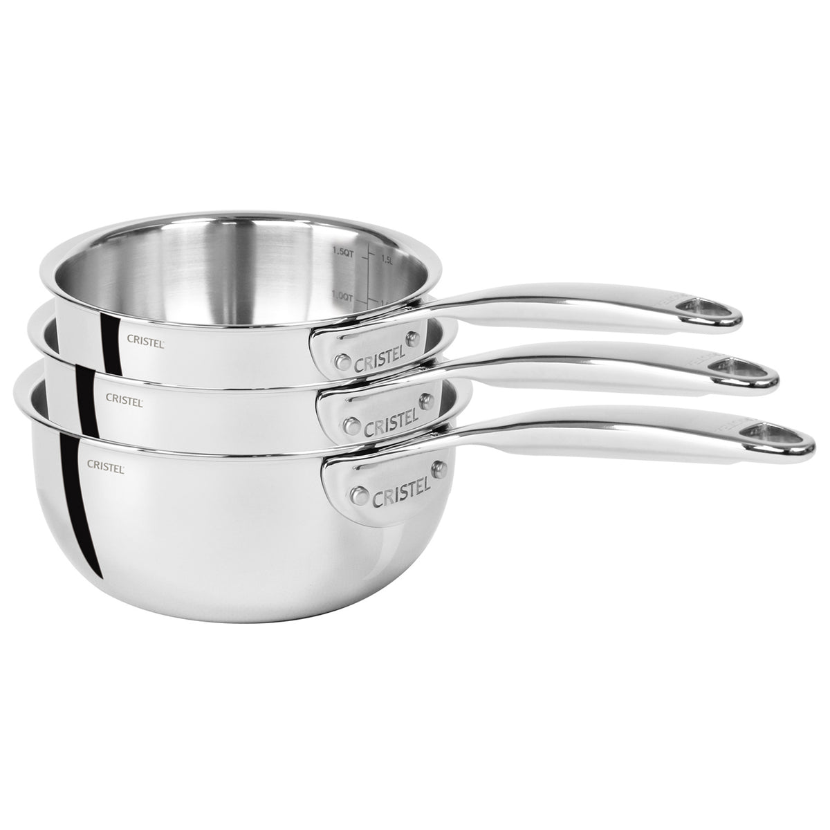 Série 3 casseroles Castel Pro 5-ply fixes | Cristel