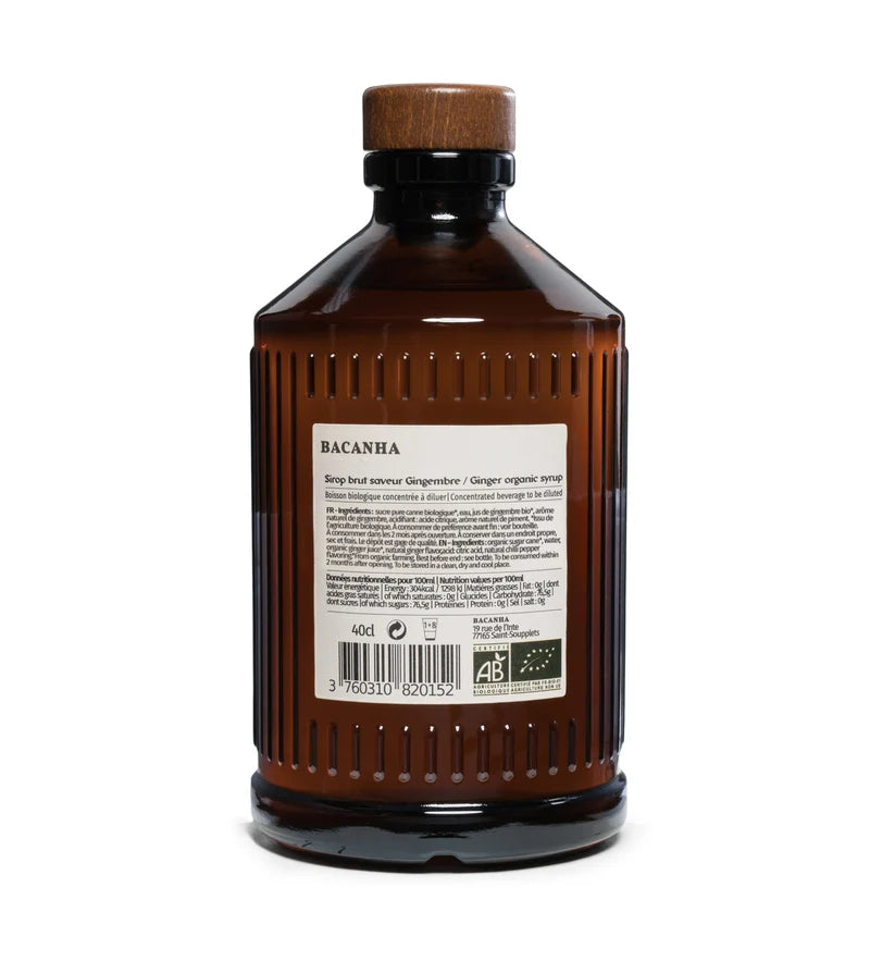 Sirop brut Gingembre Bio 400ml | Bacanha