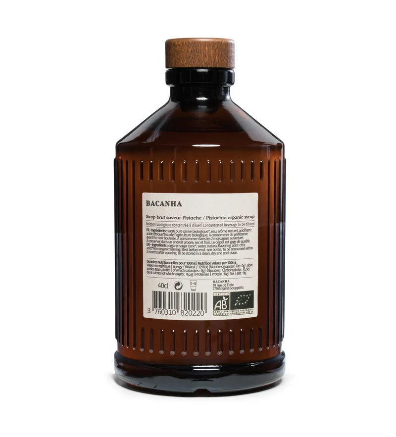 Sirop brut Pistache Bio 400ml | Bacanha