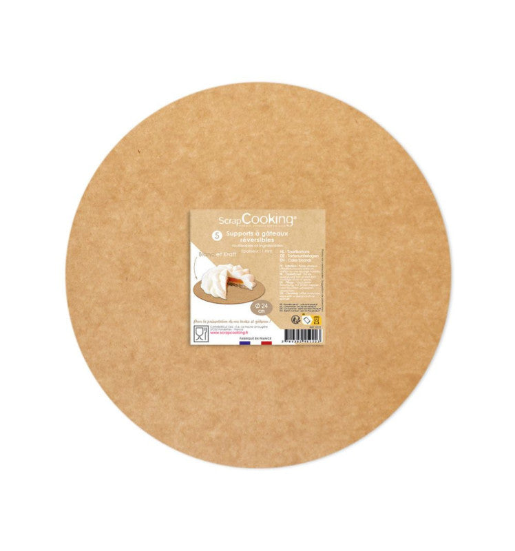 Supports ronds à gâteaux kraft 24cm | Scrapcooking - vue 1